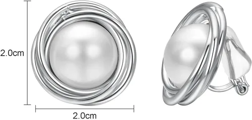 Vista 35 de Yoursfs Aretes de clip de perlas blancas grandes para mujer, chapados en oro de 18 quilates, hipoalergénicos, sin perforaciones, joyería brillante