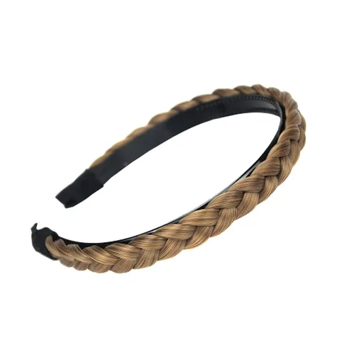 Vista 24 de Ancho de 1.5 cm Banda de pelo sintético trenzada estrecha con dientes para mujeres y niñas (Negro)