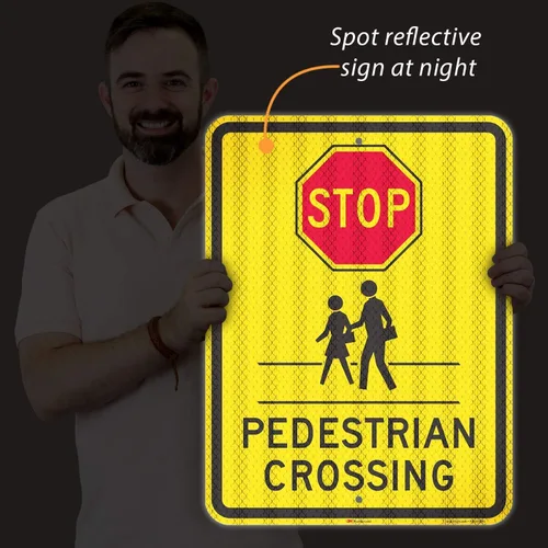 Vista 5 de SmartSign Letrero "Stop - Peatón Crossing" 18" x 24" 3M de aluminio reflectante de alta intensidad