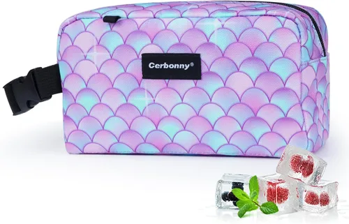 Vista 8 de Bolsa de almuerzo mini enfriadora Cerbonny, bolsa de almuerzo congelable y bolsa de snacks, bolsa aislada para viaje/trabajo/escuela, lonchera mini