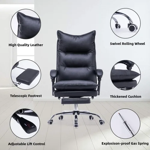 Vista 6 de YOLENY Silla de oficina grande y alta, silla de oficina giratoria ergonómica reclinable de altura ajustable con respaldo alto, silla de oficina