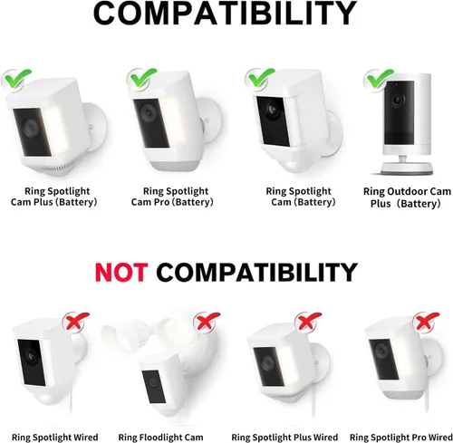 Vista 2 de 2Pack Security Wall Mount for Ring Spotlight Cam Battery and Ring Spotlight Cam Plus/Pro (Battery), 360° Adjustable Indoor/Outdoor Mounting Bracket