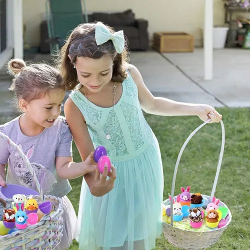 Vista 6 de Paquete de 18 huevos de Pascua rellenos con mini animales de peluche para niños, cesta de Pascua, búsqueda de huevos de Pascua, recuerdo de fiesta
