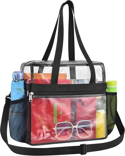 Vista 17 de Paxiland Clear Bag for Stadium Events, 12x6x12 inches Tote Bag with Detachable Reinforced Strap for Sports Concert and Work