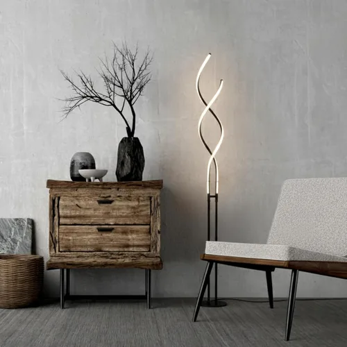 Vista 2 de Brightech Embrace - Lámpara de pie LED regulable - Moderna lámpara de pie ajustable en espiral para salas de estar y oficinas - Lámpara de mesa