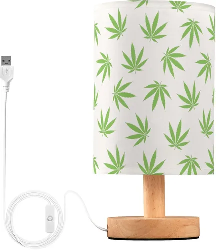 Vista 32 de Lámpara de mesa pintada Mariposa Diente de León con base de madera y pantalla de tela para mesita de noche, lámpara de escritorio para recámara