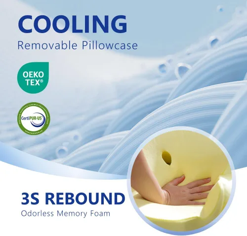Vista 7 de Almohada cervical para aliviar el dolor de cuello y dormir, almohada ergonómica de apoyo para el cuello, almohada ortopédica de espuma viscoelástica