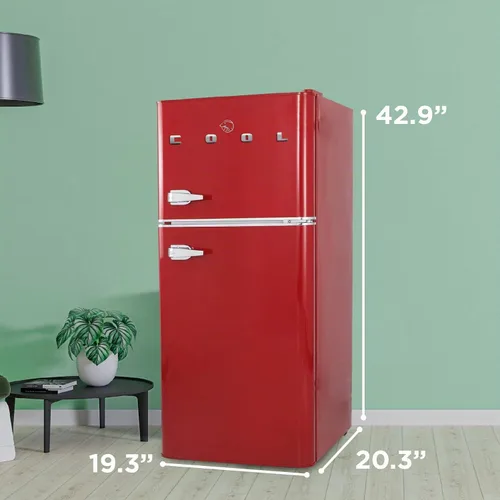 Vista 7 de Commercial Cool Refrigerador de 4.5 pies cúbicos con congelador, estilo Rojo