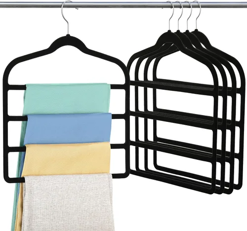 Vista 10 de Percha de terciopelo para pantalones y ropa para ahorrar espacio, perchas antideslizantes para jeans Beige