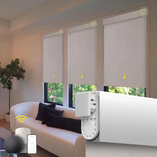 Vista 8 de Persianas motorizadas sin taladro, persianas automáticas para ventanas, persianas enrollables eléctricas con control remoto, persianas inteligentes
