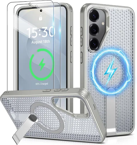 Vista 12 de Jshru para Samsung Galaxy S25 Plus / S24 Plus con [2 PIEZAS] protectores de pantalla HD, compatible con MagSafe