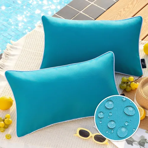 Vista 52 de Phantoscope - Juego de 2 fundas de almohada y cojín cuadradas decorativas, impermeables, para intemperie, sofás, carpas, 18 x 18 pulgadas