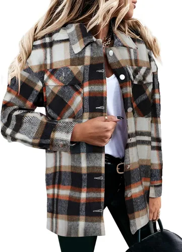 Vista 2 de Astylish Camisas de pana para mujer, blusa casual de manga larga con botones