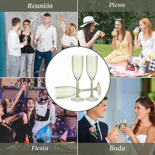 Vista 8 de XUWAIDSGN Copas de vino de plástico reutilizables, 10 unidades, copas de vino de plástico vintage a granel, copas de bar de mimosa, copas de barra