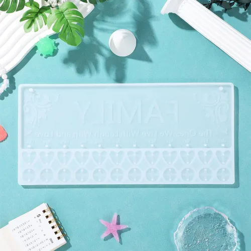 Vista 9 de ARTIBETTER Molde de resina familiar de silicona para joyería de resina y manualidades epoxi, calendario de recordatorio familiar para colgar