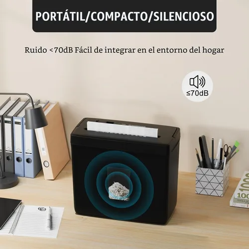 Vista 3 de Suntiko 5-Sheet Small Cross Cut Paper Shredder Black Negro
