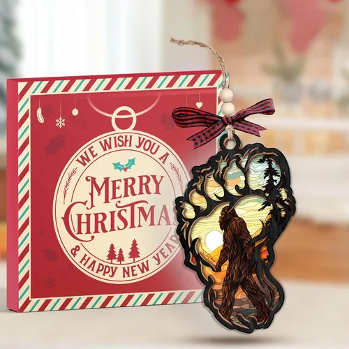 Vista 2 de Adorno de Pie Grande: regalo perfecto para Navidad, tesoros únicos de pie grande para exhibición de árbol de Navidad, atractivo adorno de Sasquatch