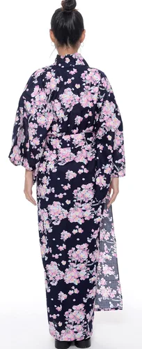 Vista 4 de Kimura Jitsugyo Kyoto - Bata tradicional Yukata Kawaii fácil de usar para mujer (kimono casual japonés) Set 2