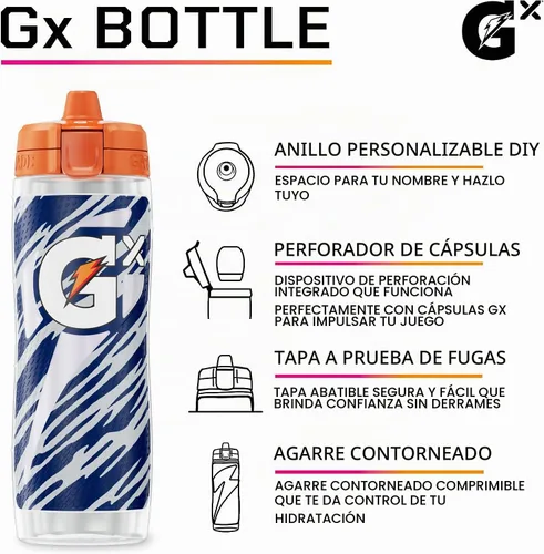Vista 3 de Gatorade Gx NFL - Botellas antideslizantes para apretar, 30 onzas líquidas, sistema de hidratación Gx Arizona Cardinals