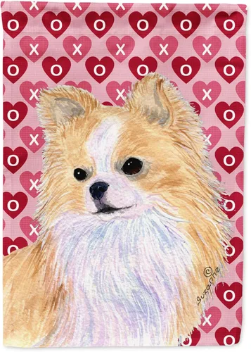 Vista 363 de Caroline's Treasures SS4484GF Bandera de jardín con diseño de bulldog inglés y corazones para el Día de San Valentín, bandera decorativa para patio