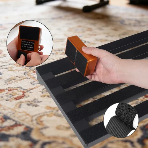 Vista 5 de GOKKO Tablero de pedal de guitarra pequeña de aleación de aluminio (22 "x 12.5" con estuche)