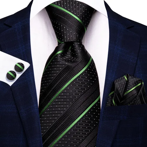 Vista 176 de Hi-Tie Corbatas de seda para hombre, diseño de cachemira a rayas, con bolsillo, gemelos cuadrados, conjunto formal de negocios