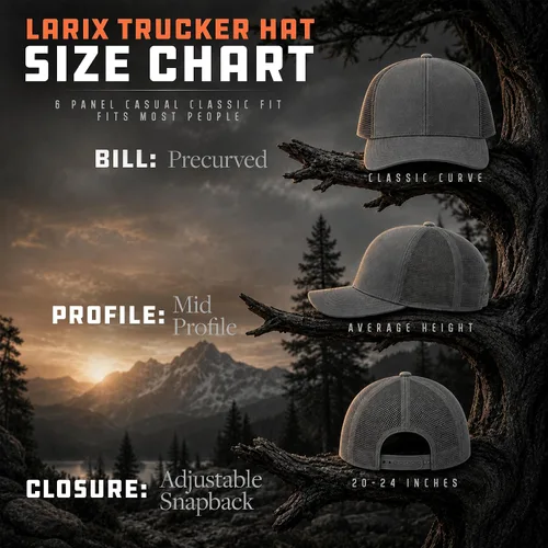 Vista 7 de LARIX Trucker Hat Men - Snapback Cap with Breatheable Mesh Back, Hats for men, Mens Hat, Mens Trucker Hats Negro (Wb)