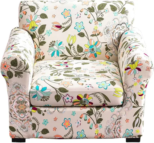 Vista 101 de Fundas elásticas para sofá de 1/2/3 cojines, funda estampada con fundas de cojín de asiento separadas, fundas de sofá lavables, protector de muebles
