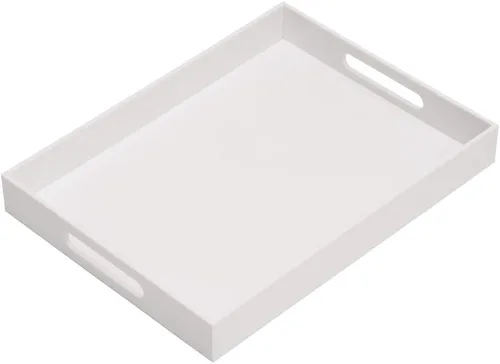 Vista 7 de KEVLANG Bandeja de acrílico transparente resistente con asas, bandeja organizadora de encimera de 8 x 8 x 2 pulgadas de alto para cocina, baño