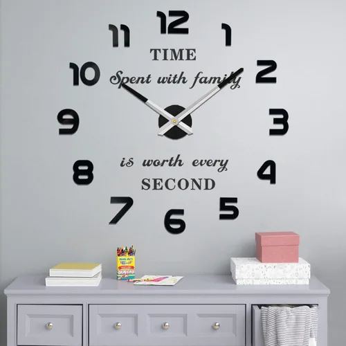 Vista 13 de VANGOLD Relojes de pared grandes para decoración de sala de estar, relojes de pared decorativos que funcionan con pilas (decoración de pared negra)