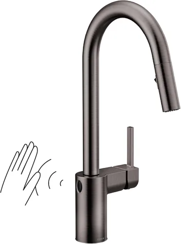Vista 29 de Moen Align 5923BLS Grifo de cocina desplegable con resorte de una sola manija de acero inoxidable con aerosol desplegable y Power Boost, grifo
