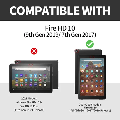 Vista 21 de Funda para tablet Fire 7 (12ª generación, versión 2022), delgada, a prueba de golpes, delgada, de piel sintética, con función de apagado/encendido