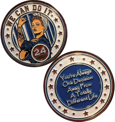 Vista 15 de Sobriety Coin – Rosie Strength Tattoo Recovery AA Chip, medallón de alta resistencia, regalo perfecto para cualquier persona en recuperación