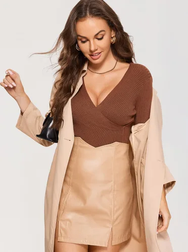 Vista 5 de DOBREVA - Brasier de encaje con efecto push up para mujer, con aros, con inmersión, cobertura completa, sexy, talla grande, con soporte Beige