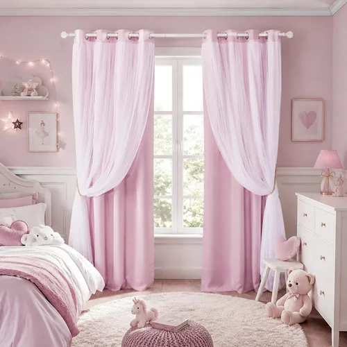 Vista 16 de PONY DANCE Cortinas de Doble Capa - Cortinas Opacas de 63 Pulgadas de Largo, Diseño con Ojales en la Parte Superior, Paneles Transparentes Blancos