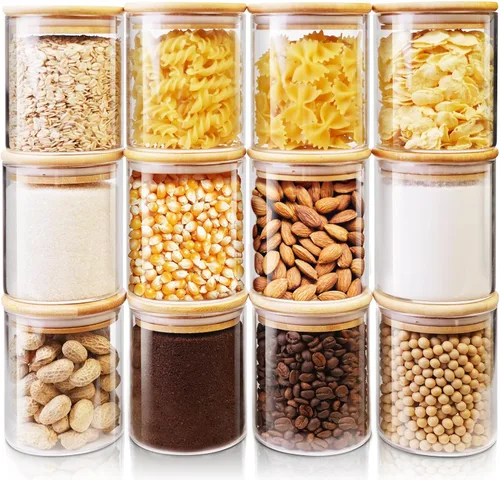 Vista 11 de HomArtist Juego de 4 recipientes grandes de vidrio para harina y azúcar, 180oz x2 & 93oz x2, recipientes de vidrio para almacenamiento de alimentos