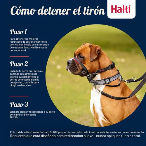 Vista 4 de Halti Optifit - Collar para la cabeza, evita que tu perro tire de la correa. Ajustable, reflectante y ligero, con banda acolchada para la nariz.