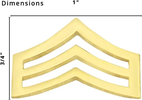 Vista 2 de Smith & Warren Collar de cheurón sargento de 34 pulgadas de alto x 1 pulgada de ancho, con acabado dorado, pin de uniforme militar de policía, Multi