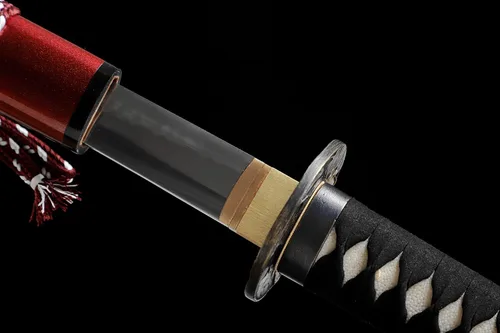 Vista 2 de Espada Katana hecha a mano de arcilla real de acero templado T10 Choji Hamon Japonés Samurai Espada Afilada Espiga Completa