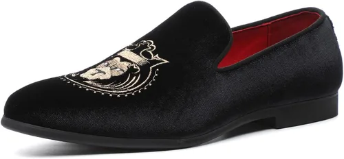 Vista 2 de Santimon Mocasines de vestir para hombre sin cordones para conducir esmoquin cabeza de león para caminar