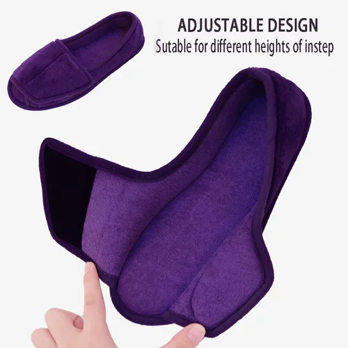 Vista 18 de Git-up -Pantuflas para mujer con diabetes/artritis/edema, cierre ajustable, espuma viscoelástica, punta abierta, extra ancha