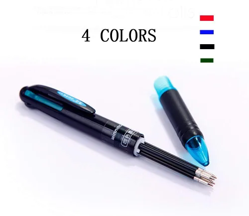 Vista 2 de Paquete de 12 bolígrafos retráctiles multicolor de 0.028 in, tinta de 4 colores (negro, azul, rojo, verde) en un bolígrafo para una escritura suave