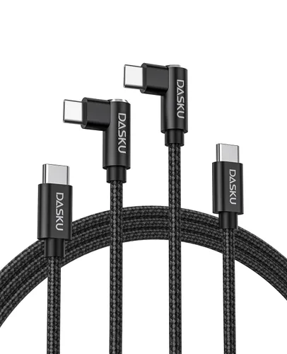 Vista 14 de Cable USB a USB C de 90 grados de 60 W, carga rápida de 3 pies, paquete de 2 cables USB A a USB C, cable USB tipo C de ángulo recto para iPhone