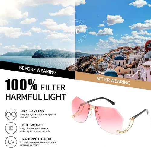 Vista 4 de Kepoita Gafas de sol de gran tamaño para mujer parte superior plana protección futurista diseño de lentes grandes gafas de una pieza Gris