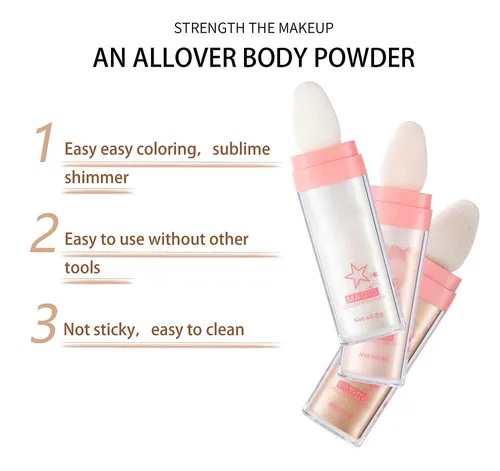 Vista 4 de Polvo de resaltado con purpurina, maquillaje para iluminar el rostro natural tridimensional en polvo para resaltador de mejillas.