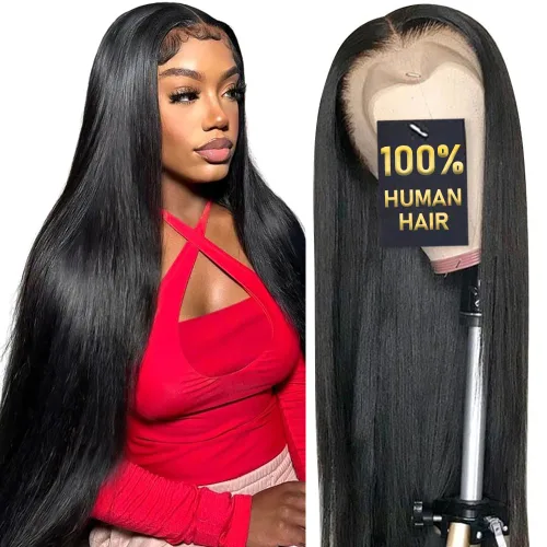 Vista 9 de Pelucas de encaje frontal HD de 13 x 6 pulgadas, densidad del 250 %, cabello humano 100% humano, sin pegamento, pelucas de cabello humano lacio
