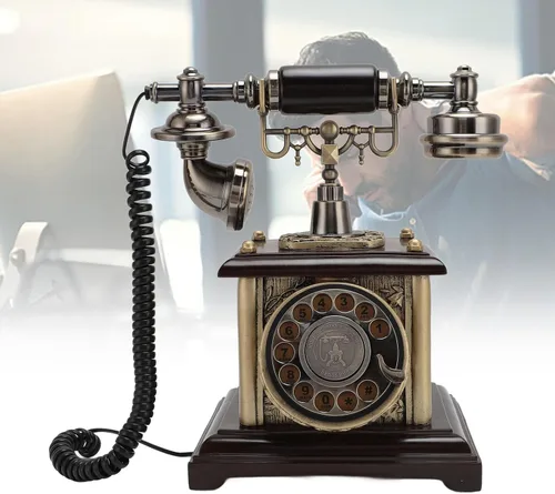 Vista 4 de Teléfono fijo antiguo elegante decorativo retro con cable para el pasillo casero del hotel