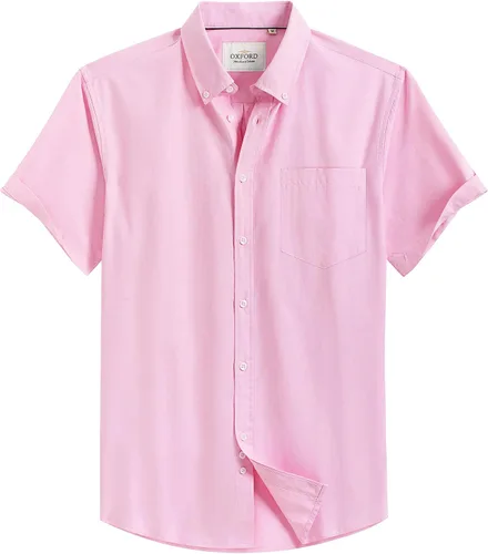 Vista 19 de Alimens & Gentle - Camisa de manga corta Oxford para hombre con ajuste regular, cuello abotonado y bolsillo