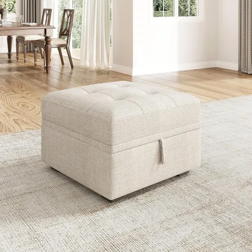 Vista 16 de HONBAY Sofá cama modular modular con cama extraíble, sofá en forma de L con asiento de almacenamiento, sofás seccionales para sala de estar, beige