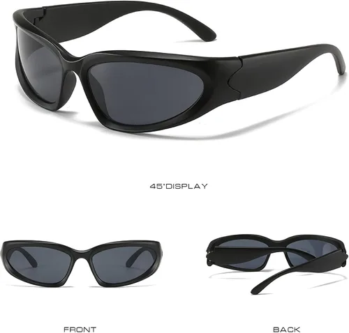 Vista 5 de FURISHQI Y2K - Gafas de sol envolventes para mujeres y hombres con tecnología futura y diseño de sentido protección UV